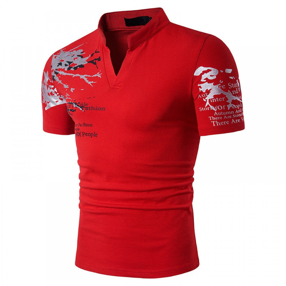 Men's Round Neck T-Shirt Straight Print Short Sleeve