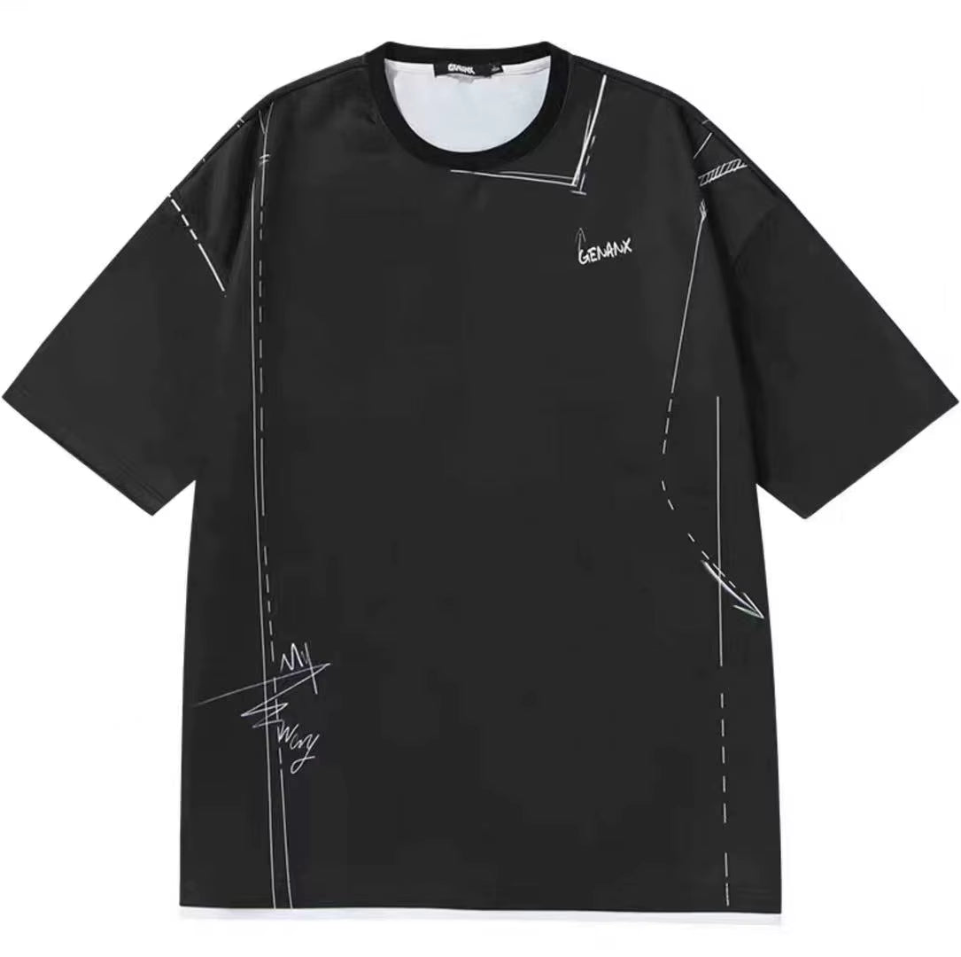 230g Weight,spandex and Polyester Round-neck Top with Clean Pattern,oversized Loose Fit T-shirt Suitable for Summer Wear