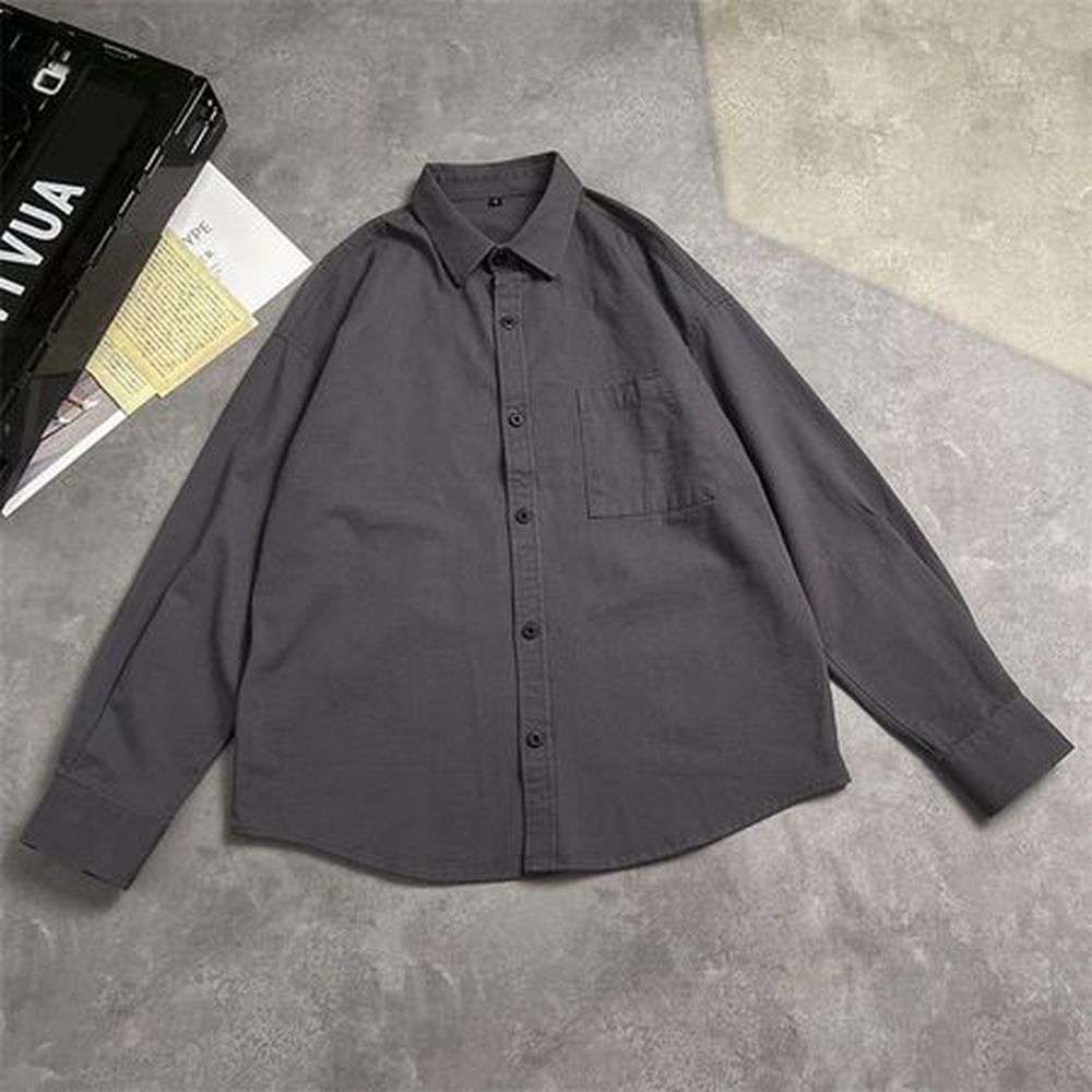 Men's Casual Long Sleeve Shirt Solid Color