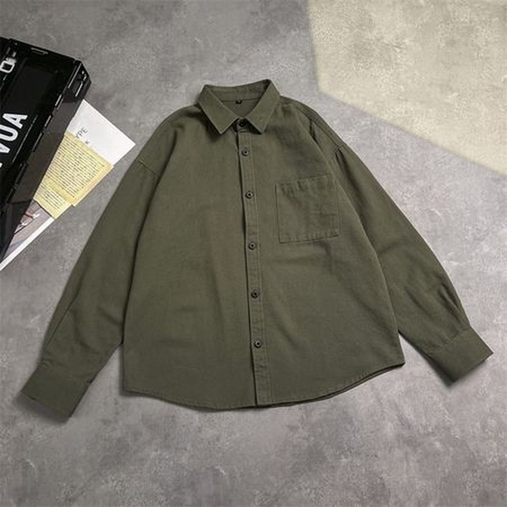 Men's Casual Long Sleeve Shirt Solid Color