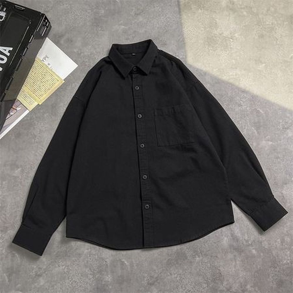 Men's Casual Long Sleeve Shirt Solid Color