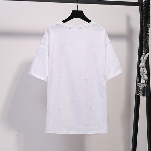 Autumn Extra Plus Size Women's Fat Thin Round Neck T-Shirt Long-Sleeved Bottoming Shirt