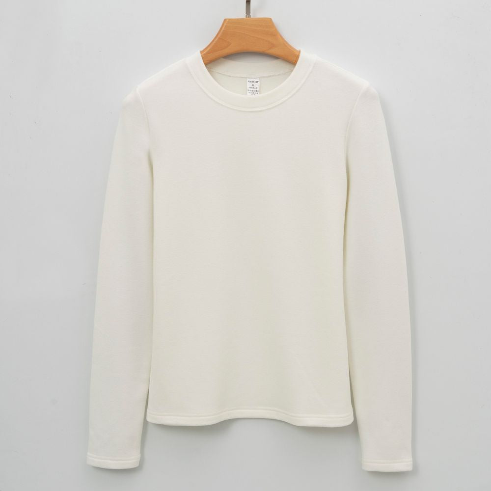 Women's Round Neck Long-sleeved Thermal T-shirt Solid Color